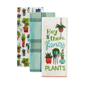 Design Imports Set of 3 Hey There Fancy Plants Kitchen Towels