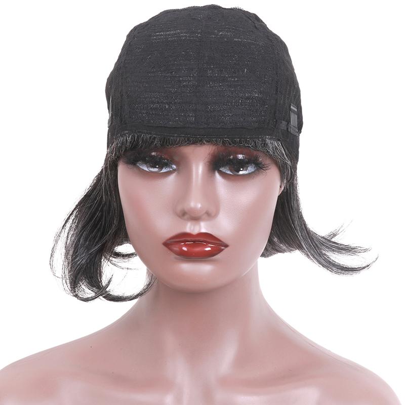 Dark Gray Ombre Layered Wigs with Curtain Bangs for Black Women Mixed Short Gray Highlight Wavy Layered Wig for White Women Black ang Grey Wavy Bob Hair for Daily Use Natural Looking Mixed Wigs for Thinning Hair Daily and Cosplay