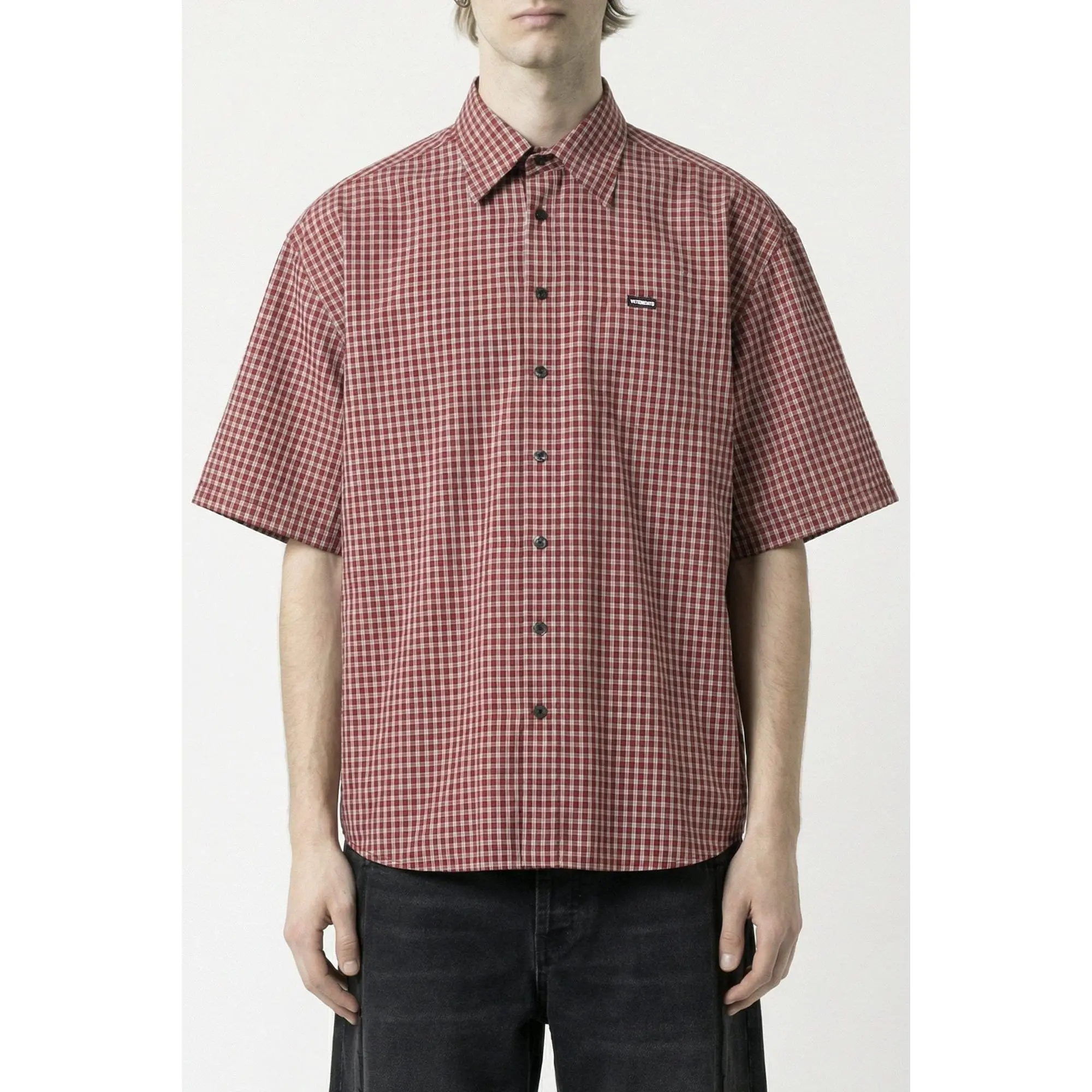 Vetements Short Sleeve Shirt in Red Check