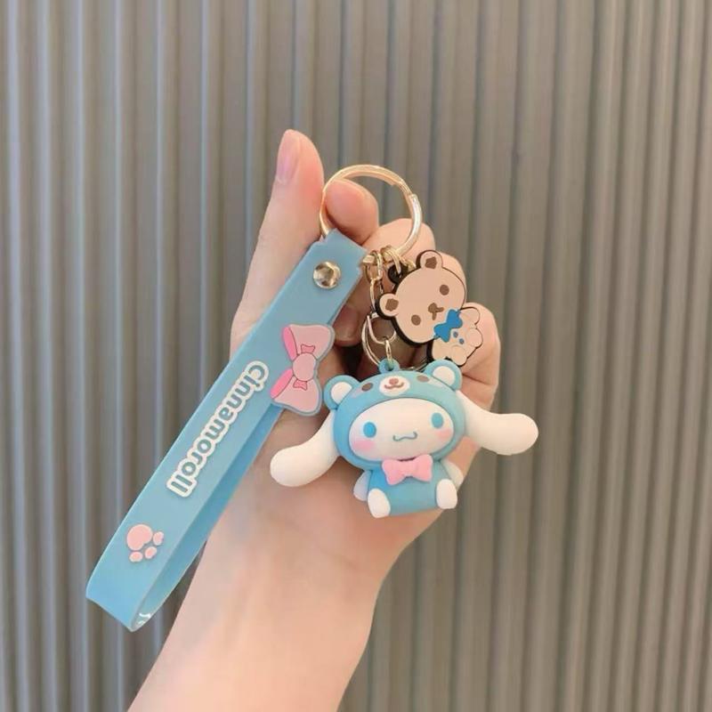Sanrio Brand Animal Collection HelloKitty Kuromi Melody Cinnamon Dog Pompomin Mini Keychain Pendant - Cute and Collectible Design