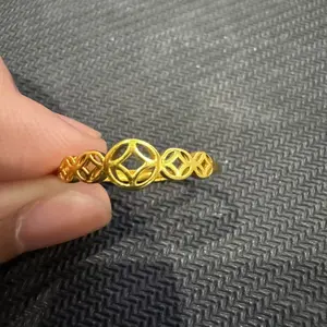 GN15 Hollow Coin Pattern Gold Adjustable Ring KBR16130