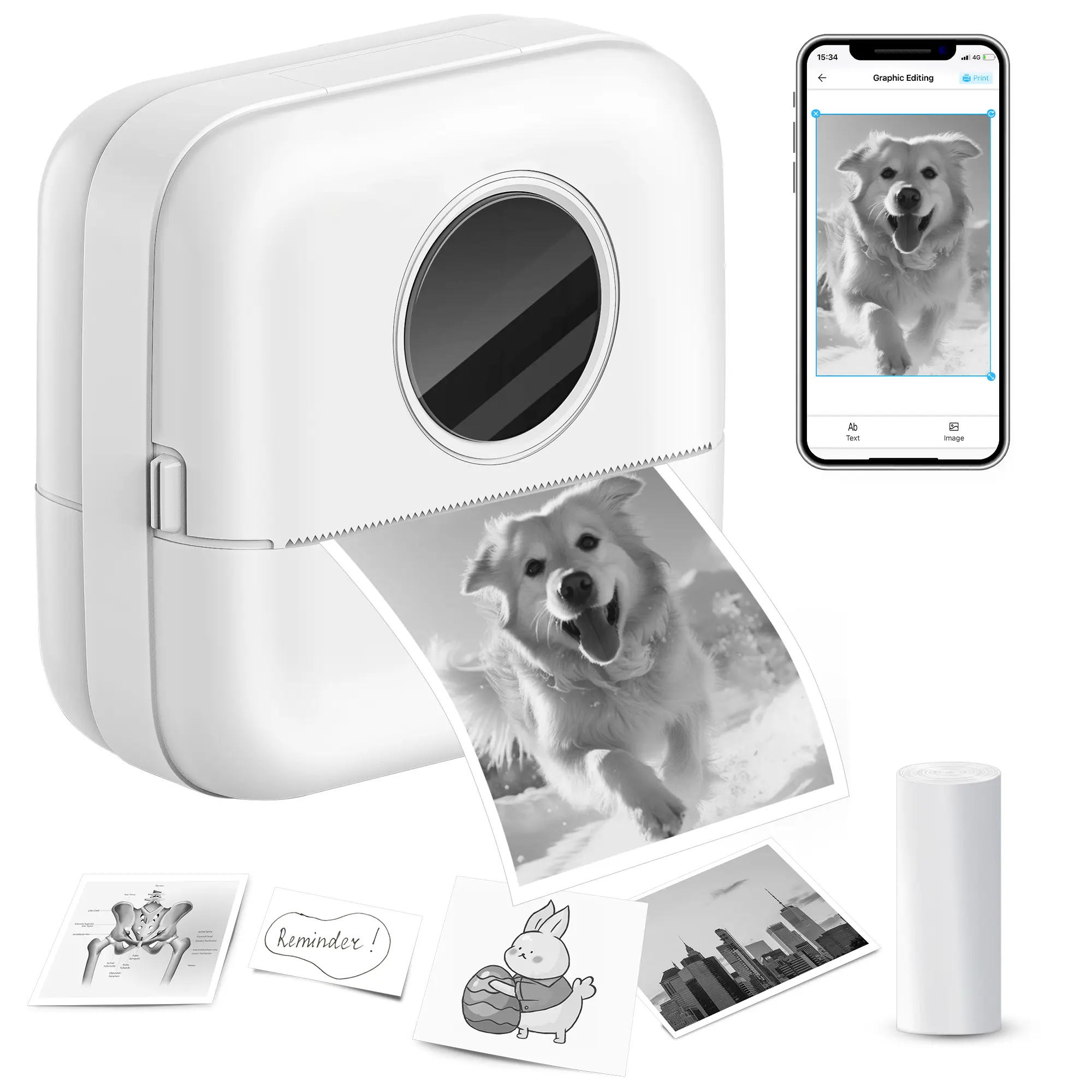 Famistar Back to School Supplies Portable Mini Thermal Printer, Wireless Multi-purpose Blutooth Photo Printer for Label, List, Sticker & Study Note, Summer Season Gift