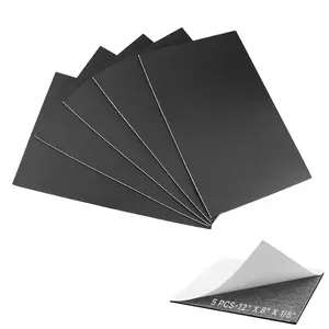 5 count  Padding Sheets - 12" x 8" x 1/8" Self Adhesive Closed Cell  Neoprene Rubber Sheets Insulation Anti Vibration Rubber Pads with Adhesive, Black