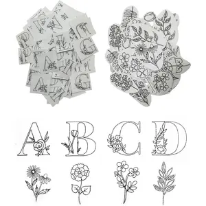 102 count Water Soluble Hand Sewing Stabilizers,Embroidery Stick and  Embroidery Paper Wash  Stabilizers,for Embroidery Stabilizers Flower Patterns,for Hand Sewing Lover Beginners.letter&Flower