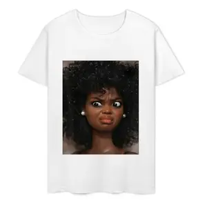 Expressive Doll Face Meme T-Shirt for Men and Women Four Season Cotton Casual Round Neck Outdoor Short Sleeve