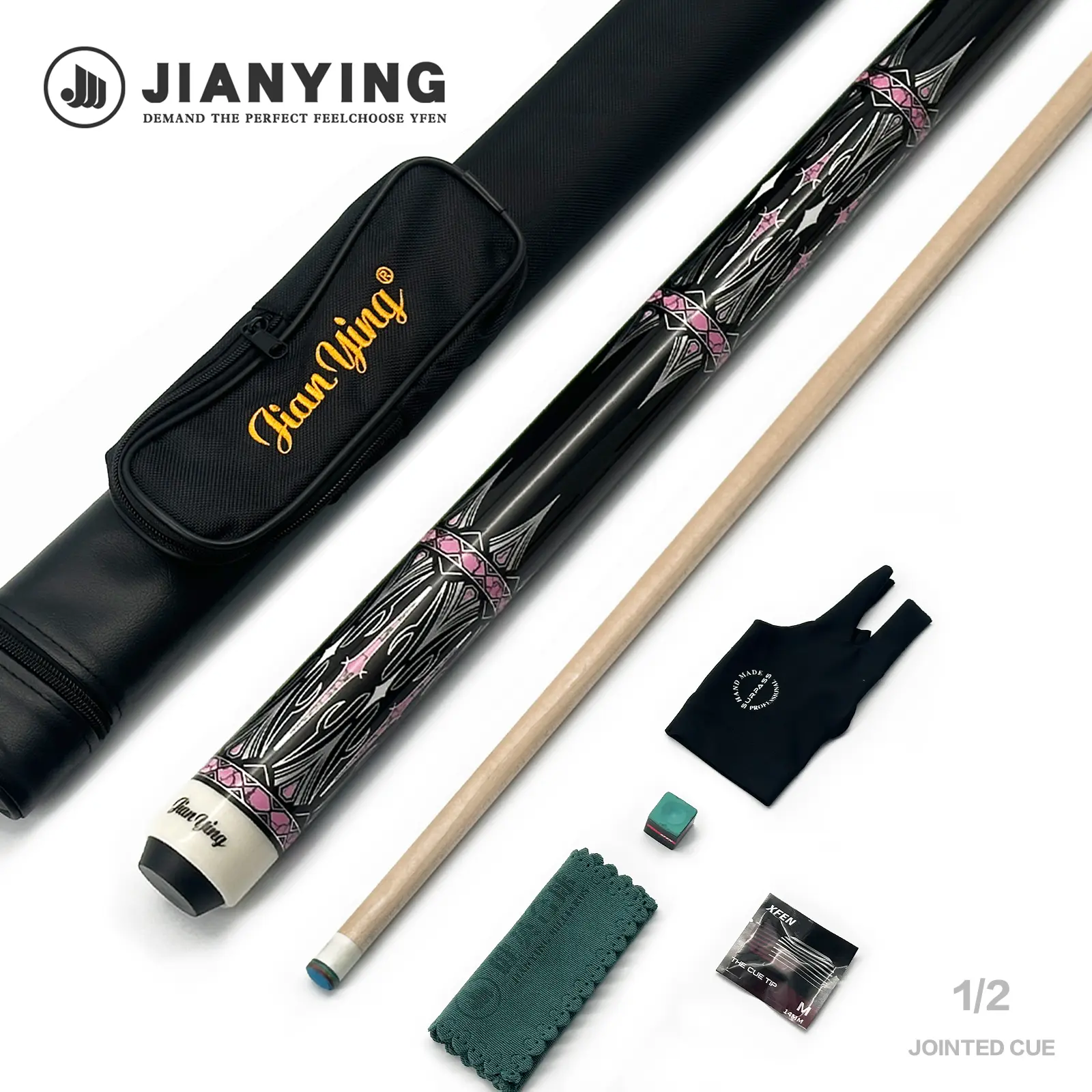 JIAN YING 2026 New 58-inch Pool Stick - 12.5 mm Head - 18 - 21 oz Pool Stick - High-quality model, suitable for clubs, giving as a gift, or for competition use. Professional pool stick.