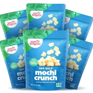 Sun Tropics Mochi Crunch, Sea Salt Flavor- 3.5 oz (6 Pack) | Crispy Crunchy Mochi Bites, Rice Nuggets | Mochi Puff Rice Crackers- Gluten Free & Dairy Free- No MSG Added | Asian Rice Snacks