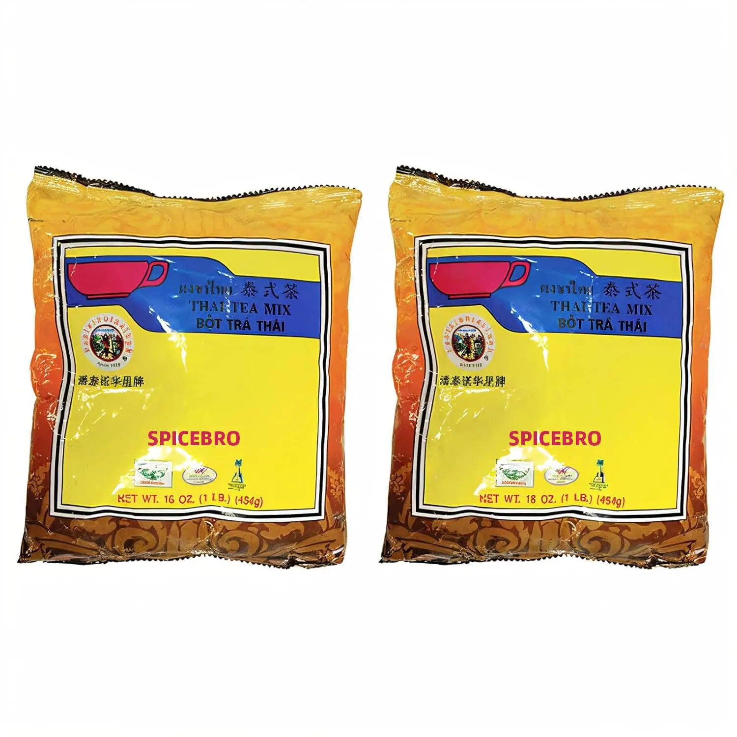 Fusion Select Pantai Thai Tea Mix 16oz Pack of 2 | Authentic Thai Iced Tea Powder Mix | Traditional Restaurant Style Cha Yen Beverage
