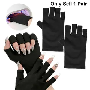 UV Protection Nail Art Gloves, Open Finger Design, Breathable Elastic Fabric, Ideal for Nail Technicians and Salons