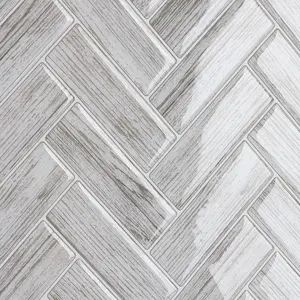 4 Sheets Herringbone Peel and Stick Backsplash for Kitchen Bathroom 12"x12" Self Adhesive Tile Stickers Light Wood Look Wall Tiles