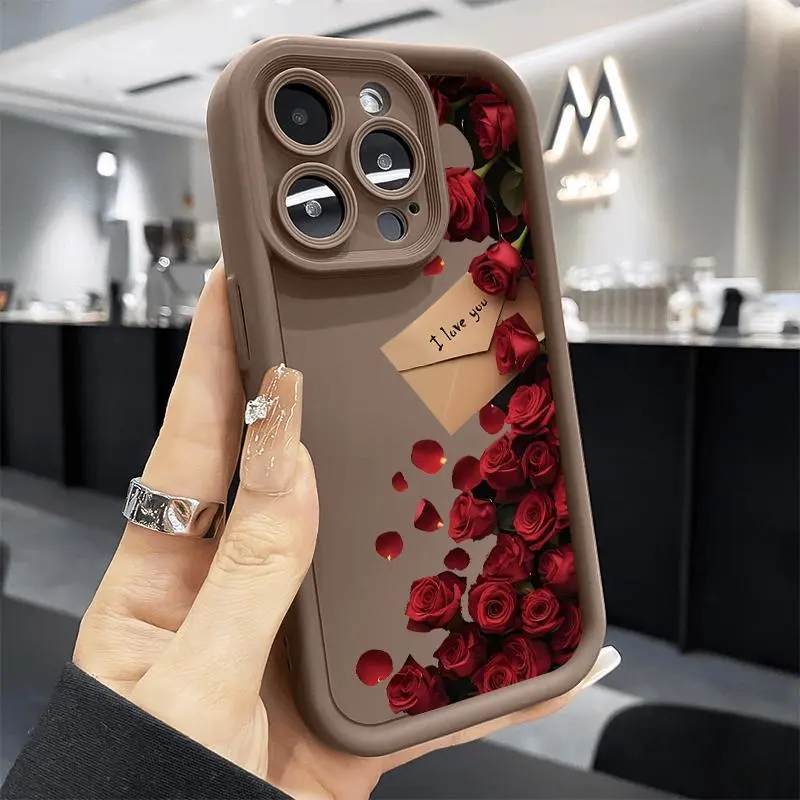 Phone Case Suitable for Iphone11/12/13/14/15/16/17 Pro Promax Air Plus,Love Letter Envelope Pocket-Friendly Shockproof Silicone Protective Softcase
