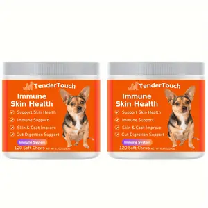 240 Chews - 2 Pack(2 x 180g/6.35oz) 360g/12.7oz - 120 Chews - TenderTouch Immune Skin Heath Supplement for Dogs - Dog Immunity Supplement, Skin and Coat Supplement, Pet Skin Health & Digestion - Dog Chews for Dogs, Skin and Coat Supplement