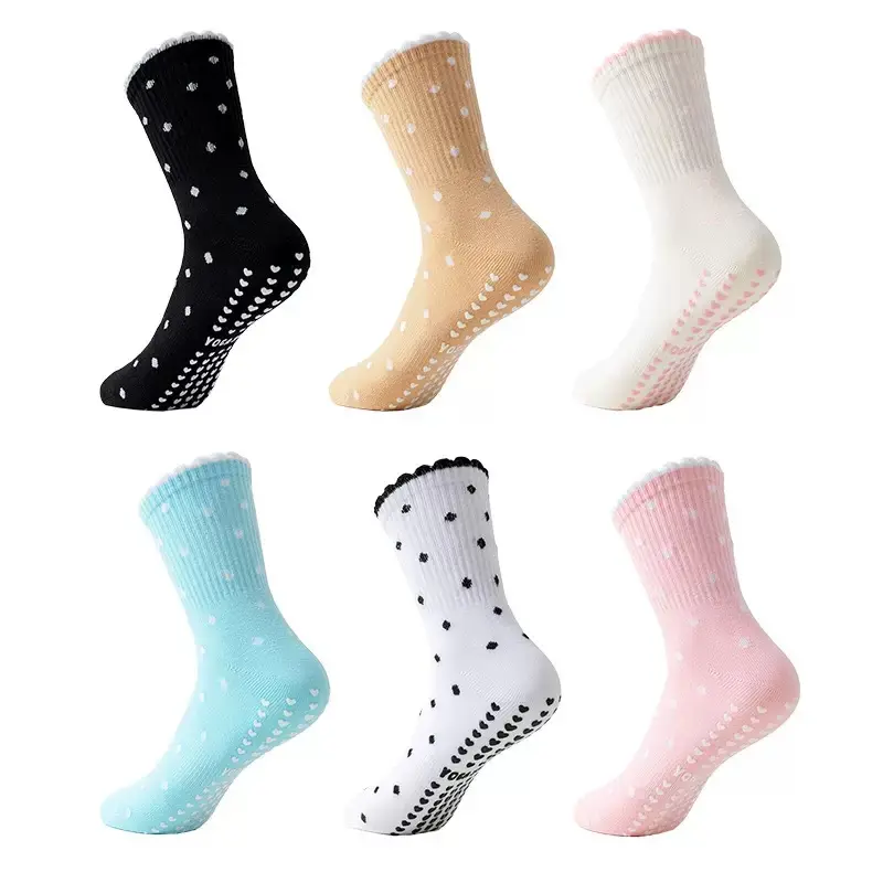 Anti- Slip Socks for Women, Mild Calf Socks, Professional Sports Anti-slip Yoga socks, Lace dotted All over