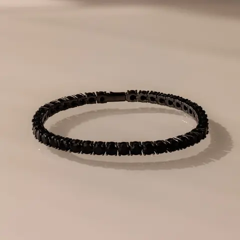 Onyx Tennis Bracelet by Caitlyn Minimalist - Vintage Black Diamond Bracelet - Gemstone Jewelry - Gift for Her