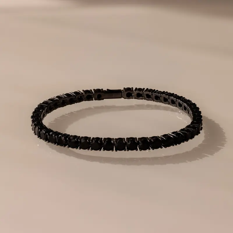 Onyx Tennis Bracelet by Caitlyn Minimalist - Vintage Black Diamond Bracelet - Gemstone Jewelry - Gift for Her
