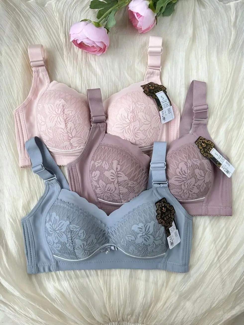 3Pcs Wireless Minimizer Bras, Adjustable Straps Comfortable Support Everyday Underwear