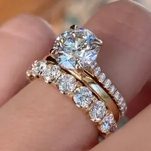 3PCS Fashion Stackable Ring Set, Luxury Prong Setting Cubic Zirconia Rings, Vintage Engagement Promise Jewelry Set for Women Anniversary Gift tarnish proof