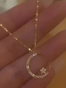 New Star Moon Crystal Necklace, Celestial Pendant Necklace, Super Shiny High-End Design, Elegant Jewelry for Women, Perfect Gift Idea, Fashion Accessory