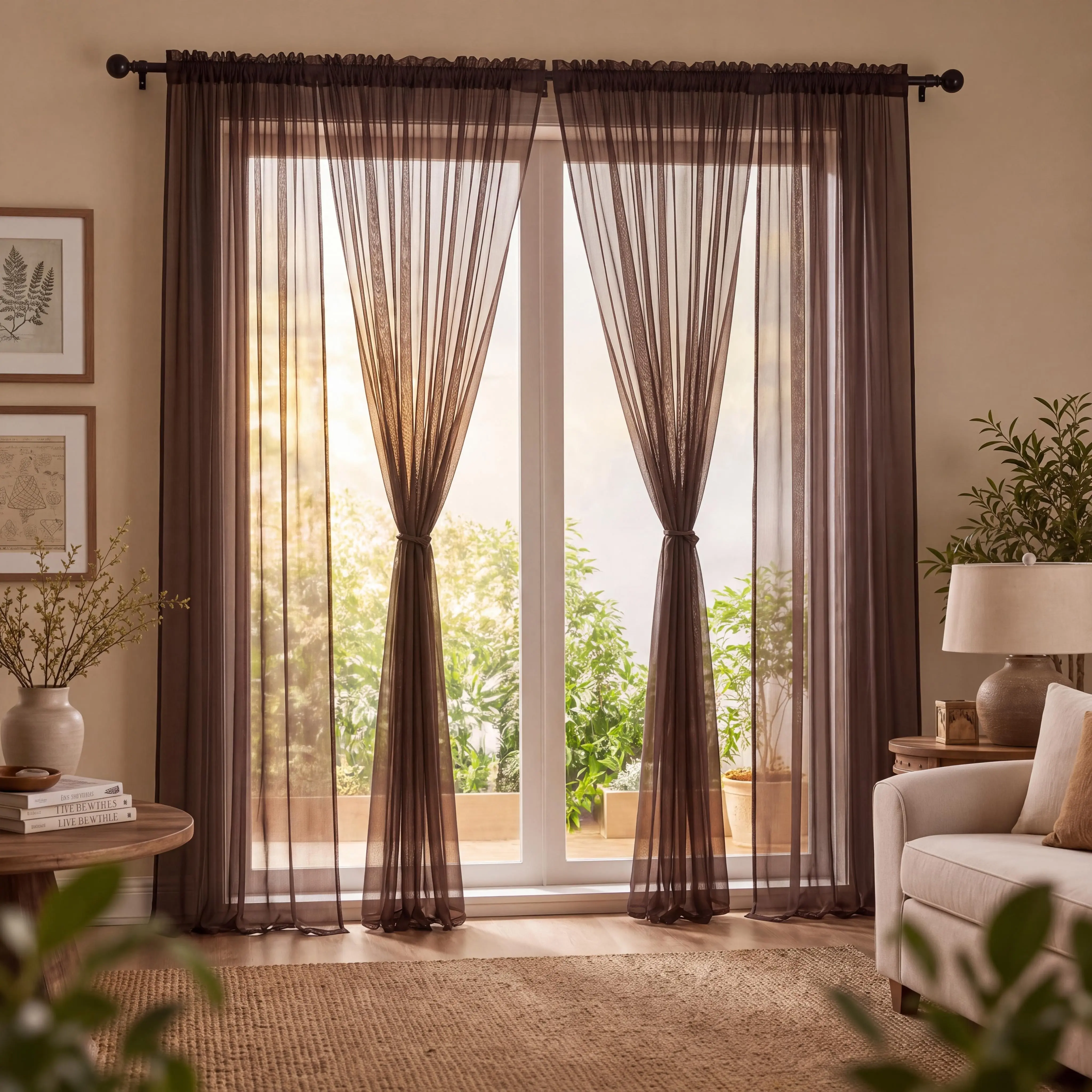 Rod Pocket Sheer Voile Curtains 4‑Panel Pack, Lightweight Semi‑Transparent Solid Polyester Window Drapes, Light Filtering Curtains for Bedroom Living Room, Minimalist Modern Home Window Decor FT2508