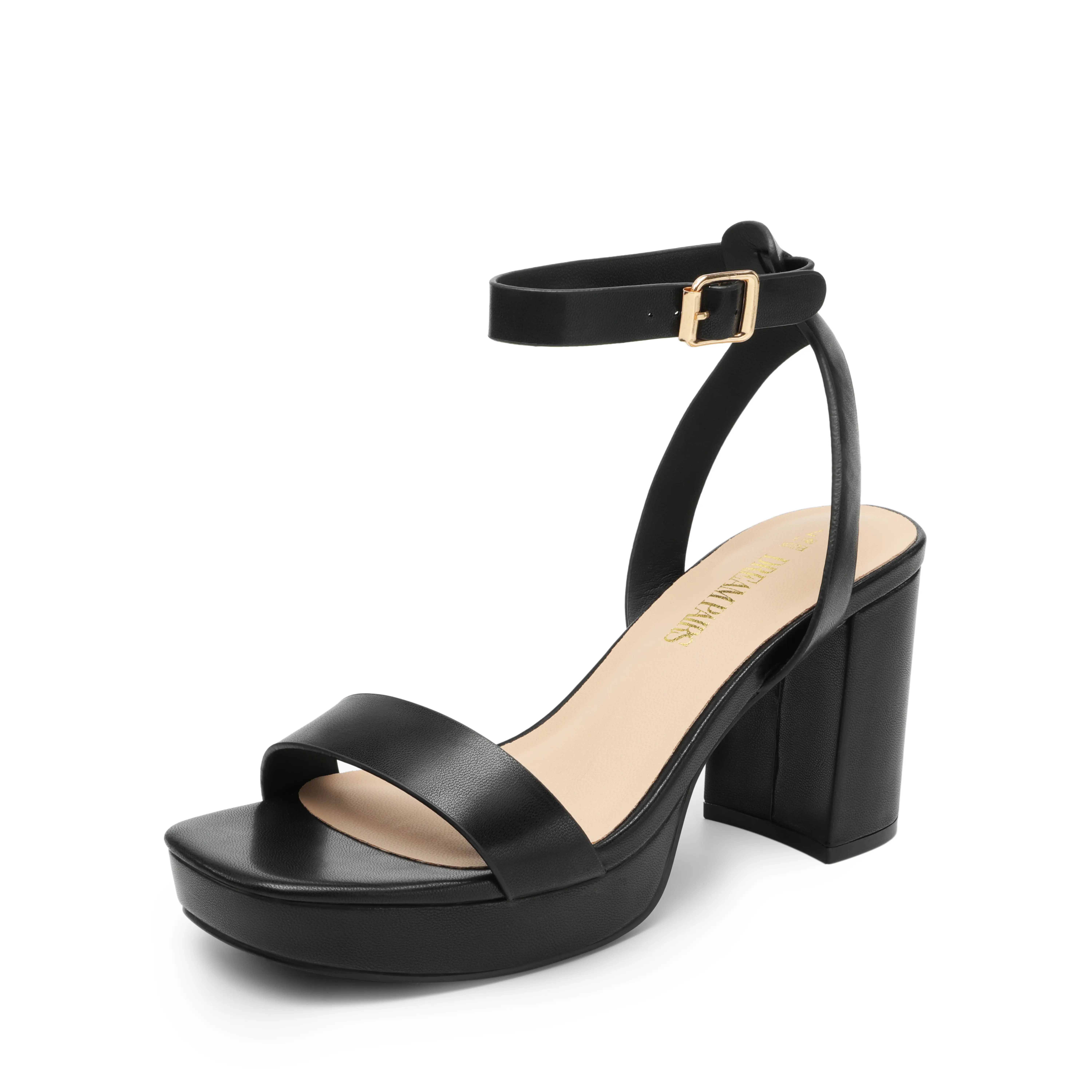 Dream Pairs Women's Chunky Block Heel Platform Sandals with Ankle Strap, Comfortable Padded Heels for Casual Parties, Stylish