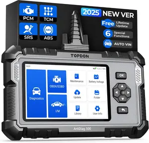 TOPDON AD500, Portable Car Diagnostic OBD2 Scanner, Automotive Diagnostic Scan Tool, Oil/SAS/Throttle Reset Engine/ABS/SRS/Transmission, AutoVIN, Car Check Engine Code Reader with Battery Test, Lifetime Wi-Fi Free Update