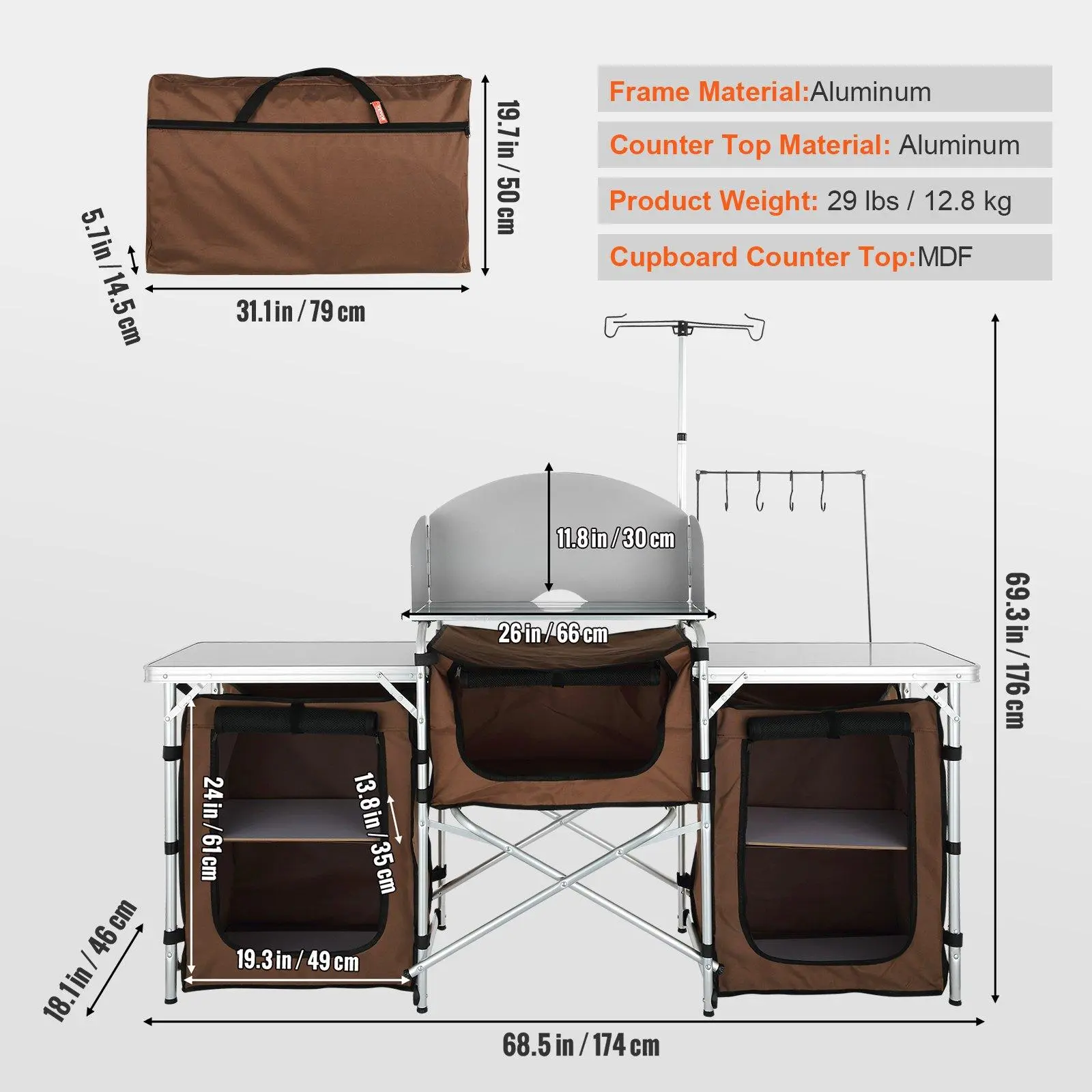 Brown with 3 Cupboard & Windscreen