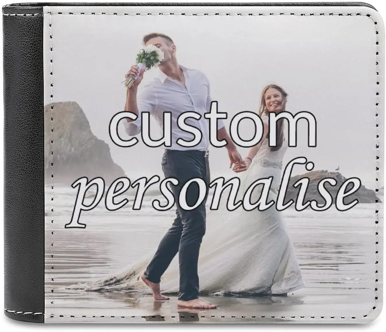 Personalized Wallet With Name Logo, Custom Photo Leather Wallet For Men, Perfect Gifts For Husband, Dad, Son, Boyfriend Single Sided Print