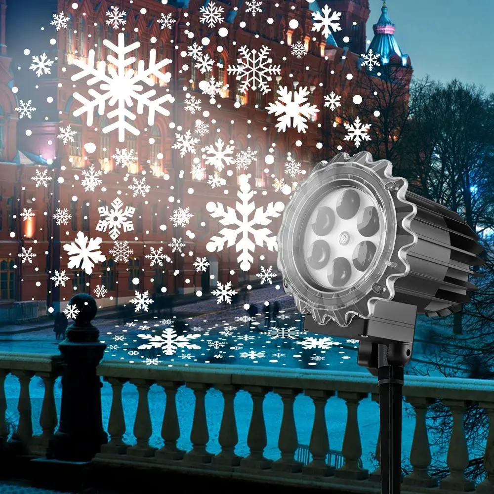 Snowflake Projector Light, 9W Outdoor LED Projector Light, Waterproof LED Projector Light for Christmas, New Year, Holiday Decorations