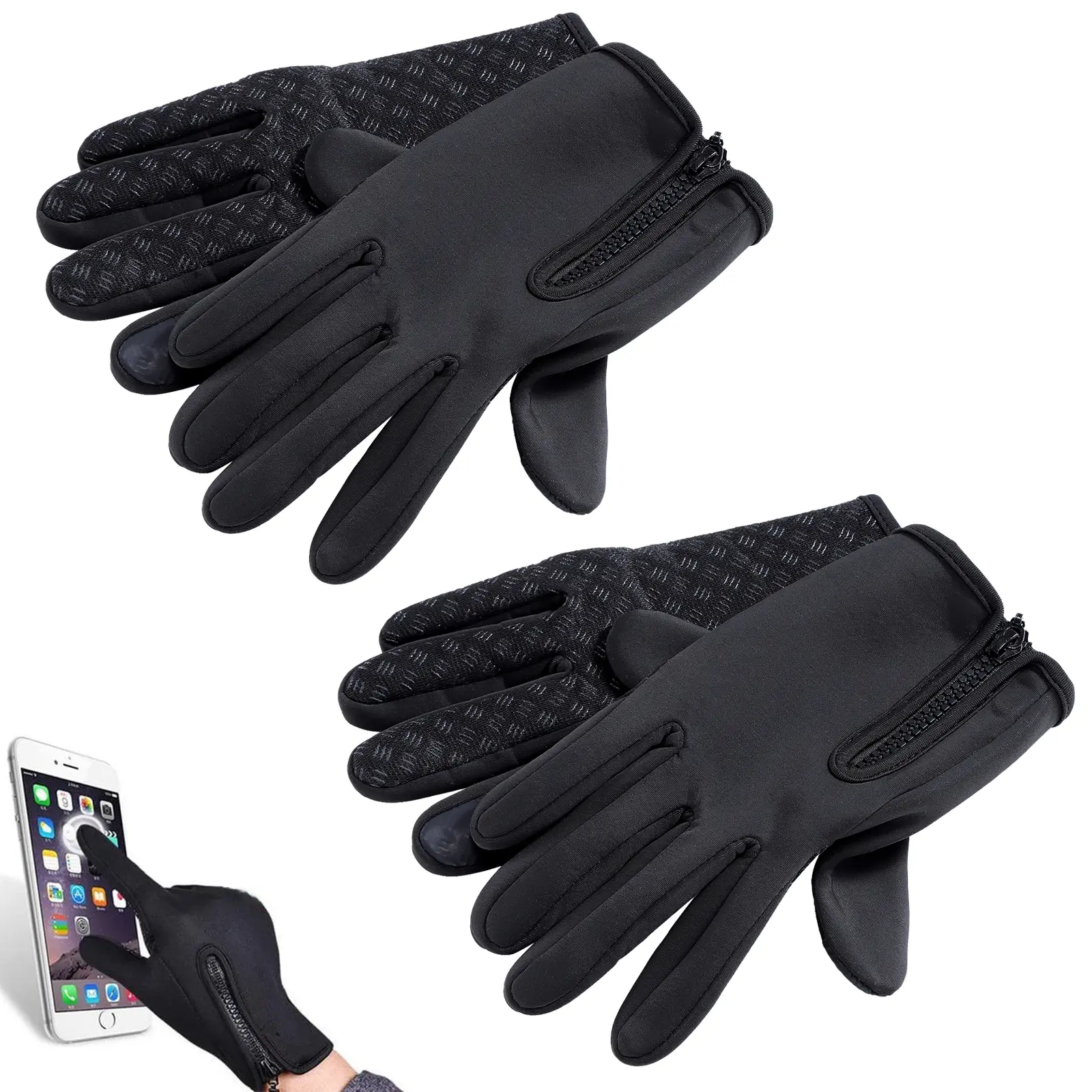 Dazone 2Pairs Winter Gloves, Touch Screen Water Resistant Windproof Thermal Mittens for Men Women