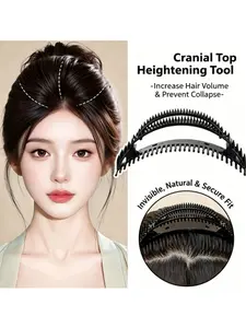Invisible Hairline Lift Pad, Flat Head High Crown Enhancer, Volumizing Hair Clip, Root Insert Comb, Invisible Hair Extension Tool, Flat Hair Clips