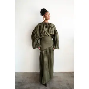 Olive Oversized Shirt and High Waist Corset Skirt Set