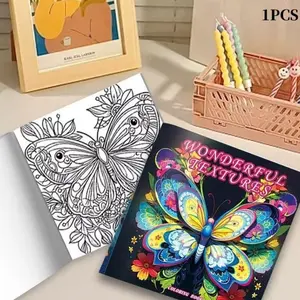 Adult/teen Stress Relief Coloring Book, Butterfly & Natural Texture Theme, Single Page Print, 24 Sheets, Relaxing Activity Book