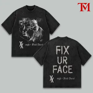 Fix Ur Face Vintage Washed Graphic T-Shirt, MGK Fred Durst Rap Rock Tee, Oversized Streetwear Y2K Punk Grunge Unisex Shirt, MGK Fred Durst Graphic Tee, Fix Ur Face Vintage Black Washed T Shirt,Rap Rock Streetwear Hip Hop Punk Fashion Oversized