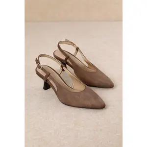 Kitty Suede Slingback Heels Brown