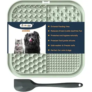 Licking Mat for Dogs & Cats with Suction Cups, 1 Pack Square Dog Slow Feeder Lick Pat for Anxiety Relief & Boredom, Dog Toys to Keep Them Busy, Pets Grooming Bathing Training Mat