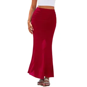 Women Fitted Mesh Mermaid Skirt Spring Summer Casual High Waisted Ruched Maxi Long Bodycon Going Out Skirts
