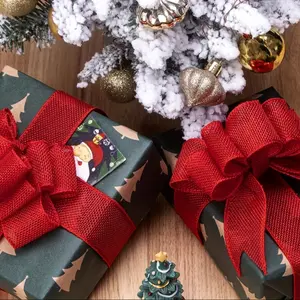 5.1 Yards of 1.57-Inch Wide Red Burlap Ribbon with Wired Edge - Ideal for Crafting Large Bows, Garlands and Outdoor Decorations