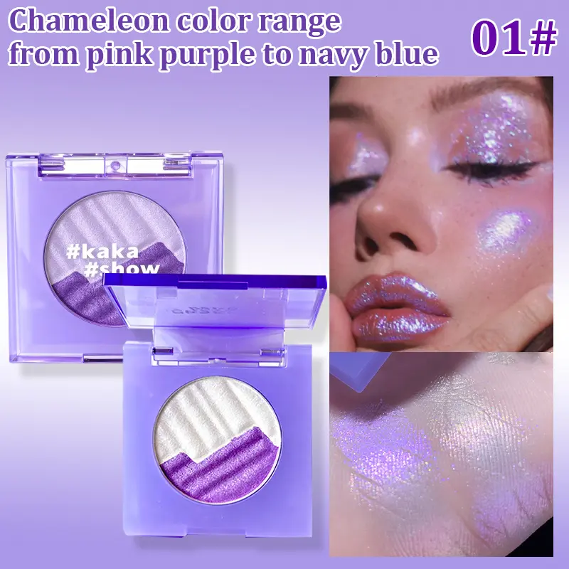 [3-Piece Set] KAKASHOW Chameleon Highlighter & Blush Kit - Multichrome Shimmer & Matte Finishes | For Face & Body, Long-Lasting Pigment | Festival, Party & Stage Must Have | Holiday Gift Set 。
