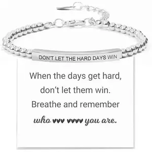 DearYou Studio B Dont Let The Hard Days Win Bracelet Inspirational Bracelets for Women Motivational Beaded Bracelets with Encouragement Card Anxiety Relief Items Inspirational Gifts for Women
