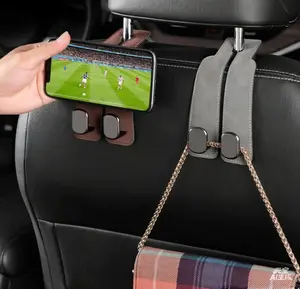 JOYTUTUS 2 Pcs Car Seat Headrest Hooks Black Multi-Functional Organizer Set for Purses Bags Smartphones Double Hook Design