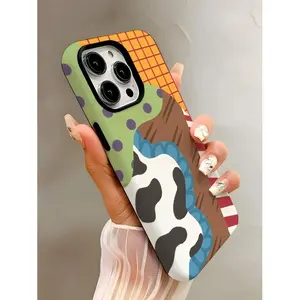 Colorful Patchwork Block Design Dual-Layer Protective Case — A Robust and Durable 2-in-1 Case Compatible with iPhone 17/16/15/14/13/12/11 Pro Max/Plus/Pro and Samsung Galaxy S25/S24/S23 Ultra Series — A Stylish and Minimalist Phone Case