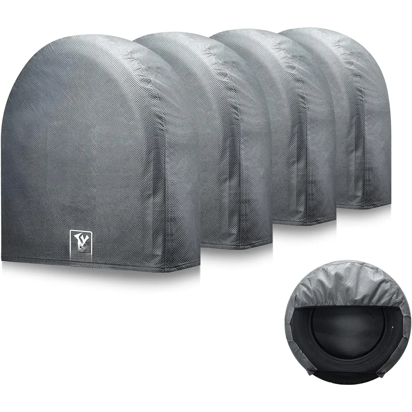 Tire Covers Set of 4,Upgraded 5 Layer Nonwoven RV Wheel Covers,  Anti-UV Snow Sun Rain Tire Protectors Covers for Trailer,Camper,RV,,SUV,33-35inch(XL) Gray