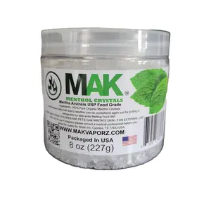 Mak Menthol Crystal 8 oz Pure Organic 100% Natural Menthol Crystals from Mint Crystal Mentha Arvensis In a Jar