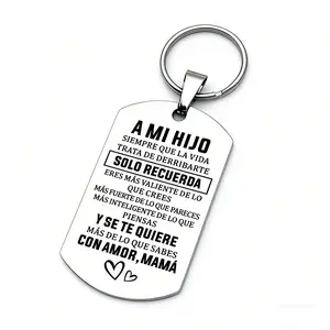 To My Son Keychain from Mom, 2026 Graduation Gift, Spanish Language Inspirational Quote, Engraved Stainless Steel Key Ring, Heartfelt Keepsake for Son