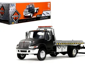International 1:24 Durastar 4400 Flat Bed Die-cast Car, Toys for Kids and Adults (Matt Black) by Jada