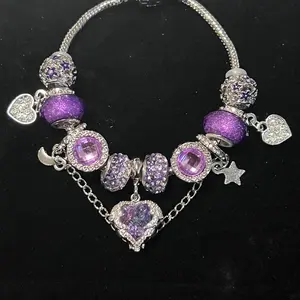 Trendy Charm Bracelets with Rhinestones & Beads - Unisex Fashion Accessory for Prom, Birthday, Anniversary - 19cm Adjustable Size - Safe & Stylish Jewelry Gift Plated; Crystal; Heart;