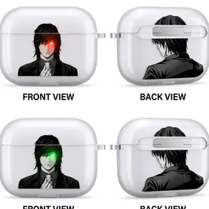 Teru Mikami Anime AirPods Case with Keychain, Frosted PC Protective Cover for AirPods Pro, Death Note Manga Earbuds Case Gift for Him Her
