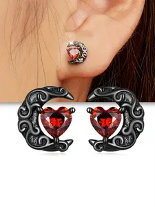 1 Pair Romantic Cubic Zirconia Inlaid Heart Stud Fashionable Earrings For Women For Wedding Engagement Anniversary Party Jewelry Valentine's Day Gift