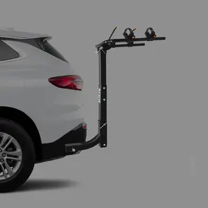 HTTMT- 2/4 (2 Sizes) Bike Rack Bicycle Carrier Hitch Mount w/ 2" Receiver for Car Truck SUV Transport Foldable Steel Frame with Anti-Rattle Adapter, Tie Down Cradles and Straps - Fits Most Frames