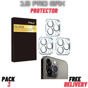 3 Pack Camera Lens Protector for iPhone 15 Pro 6.1" ＆ iPhone 15 Pro Max 6.7",Tempered Glass,9H Hardness,Ultra HD,Anti-Scratch,Easy to Install,Case Friendly [Does not Affect Night Shots] Accessories Cover